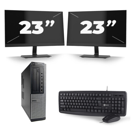 Dell Optiplex 7010 Desktop - Intel Core i5-3e Generatie - 8GB RAM - 256GB SSD - Windows 10 + 2x 23 inch Monitor Tweedehands