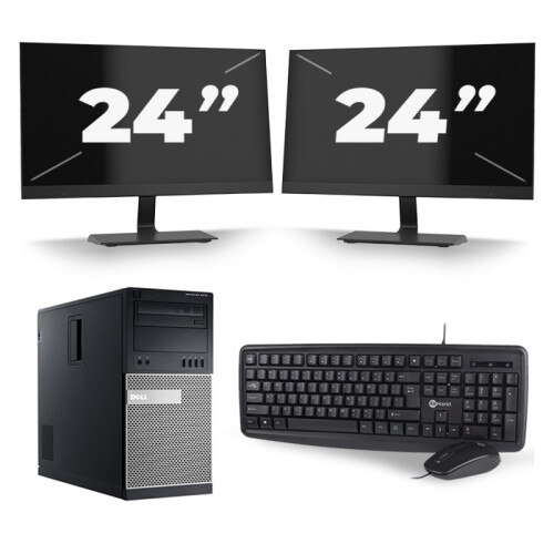 Dell Optiplex 7010 Micro Tower - Intel Core i3-3e Generatie - 8GB RAM - 256GB SSD - Windows 10 + 2x 24 inch Monitor Tweedehands
