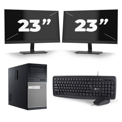 Dell Optiplex 7010 Micro Tower - Intel Core i7-3e Generatie - 16GB RAM - 256GB SSD - Windows 10 + 2x 23 inch Monitor Tweedehands
