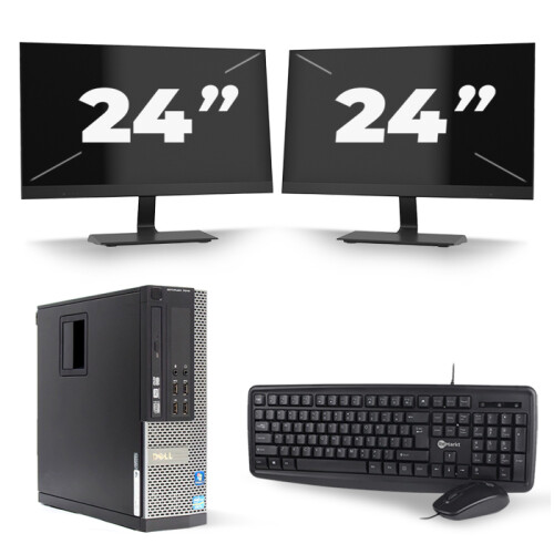 Dell Optiplex 7010 SFF - Intel Core i5-3e Generatie - 8GB RAM - 256GB SSD - Windows 10 + 2x 24 inch Monitor Tweedehands