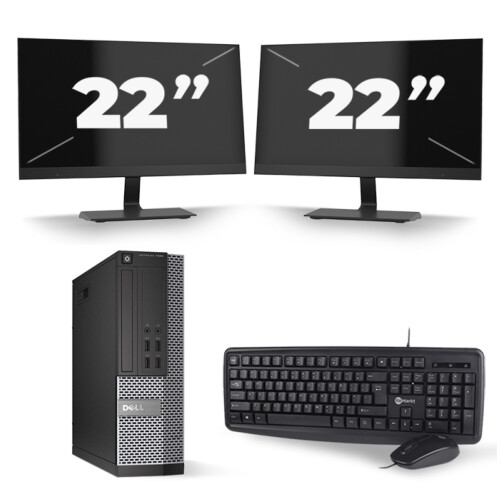Dell Optiplex 7020 SFF - Intel Core i5-4e Generatie - 8GB RAM - 256GB SSD - Windows 10 + 2x 22 inch Monitor Tweedehands