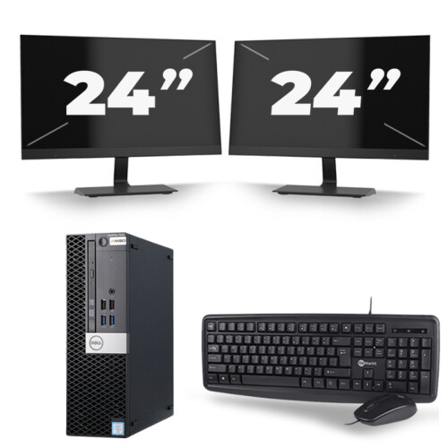 Dell Optiplex 7040 SFF - Intel Core i5-6e Generatie - 8GB RAM - 256GB SSD - Windows 11 + 2x 24 inch Monitor Tweedehands