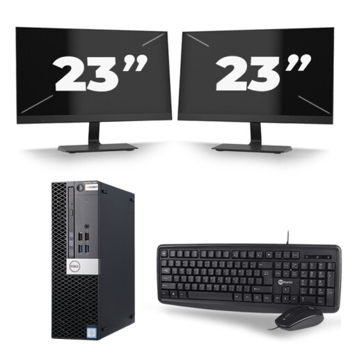 Dell Optiplex 7040 SFF - Intel Core i5-6e Generatie - 8GB RAM - 256GB SSD - Windows 11 + 2x 23 inch Monitor Tweedehands