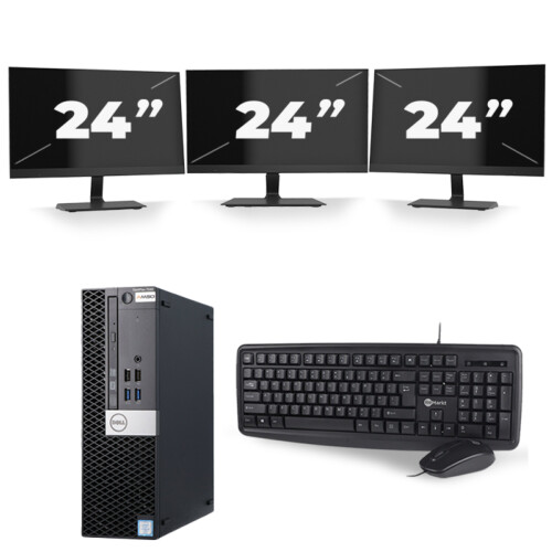 Dell Optiplex 7040 SFF - Intel Core i7-6e Generatie - 16GB RAM - 256GB SSD - Windows 11 + 3x 24 inch Monitor Tweedehands
