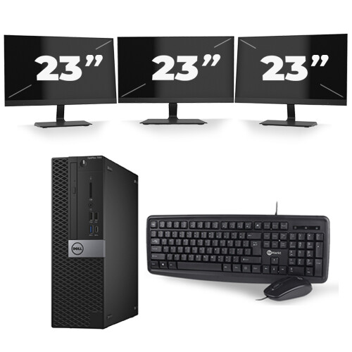 Dell Optiplex 7040 USFF - Intel Core i3-6e Generatie - 8GB RAM - 256GB SSD - Windows 11 + 3x 23 inch Monitor Tweedehands
