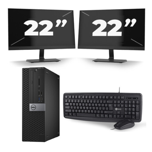 Dell Optiplex 7040 USFF - Intel Core i5-6e Generatie - 8GB RAM - 256GB SSD - Windows 11 + 2x 22 inch Monitor Tweedehands