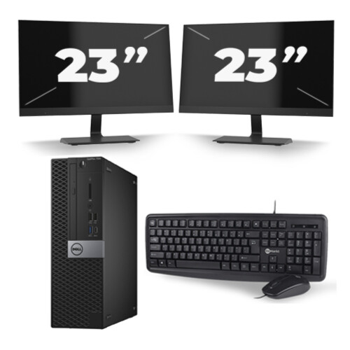 Dell Optiplex 7040 USFF - Intel Core i5-6e Generatie - 8GB RAM - 256GB SSD - Windows 11 + 2x 23 inch Monitor Tweedehands