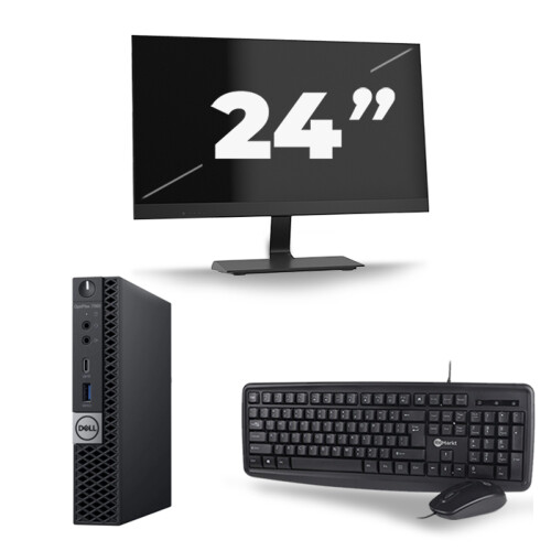 Dell Optiplex 7060 Micro USFF - Intel Core i7-8e Generatie - 16GB RAM - 256GB SSD - Windows 11 + 1x 24 inch Monitor Tweedehands