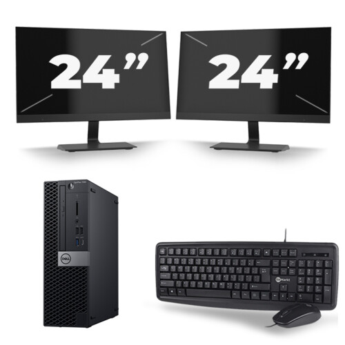 Dell Optiplex 7060 SFF - Intel Core i7-8e Generatie - 8GB RAM - 256GB SSD - Windows 11 + 2x 24 inch Monitor Tweedehands