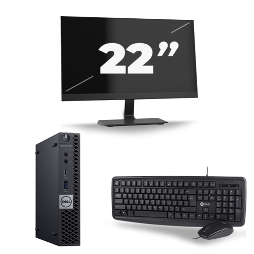 Dell Optiplex 7070 Micro USFF - Intel Core i5-9e Generatie - 8GB RAM - 256GB SSD - Windows 11 + 1x 22 inch Monitor Tweedehands