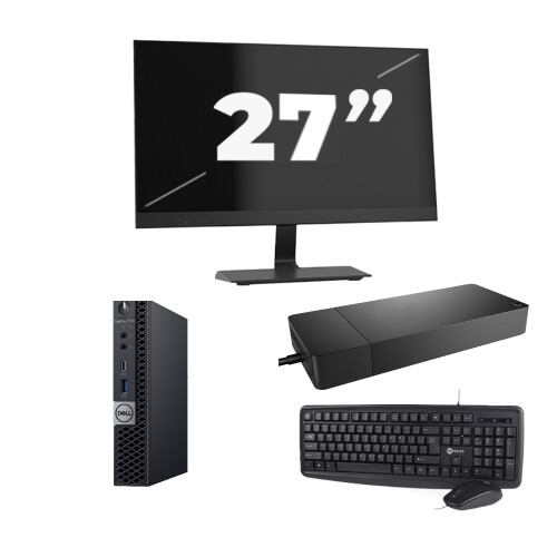 Dell OptiPlex 7070 Micro USFF - Intel Core i5-9e Generatie - 8GB RAM - 256GB SSD - Windows 11 + 1x 27 inch Monitor Tweedehands