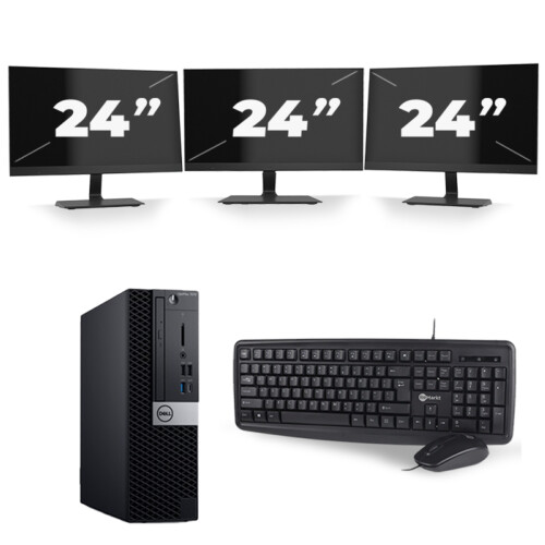Dell OptiPlex 7070 SFF - Intel Core i5-9e Generatie - 8GB RAM - 256GB SSD - Windows 11 + 3x 24 inch Monitor Tweedehands