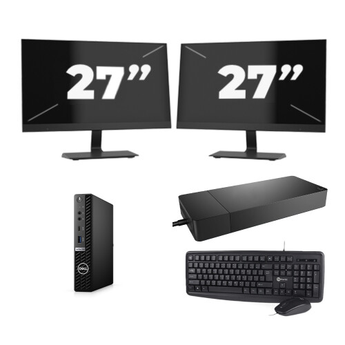 Dell OptiPlex 7080 USFF - Intel Core i3-10e Generatie - 8GB RAM - 256GB SSD - Windows 11 + 2x 27 inch Monitor Tweedehands