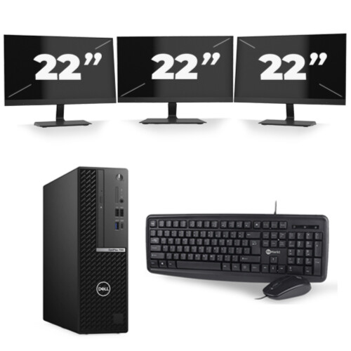 Dell OptiPlex 7080 USFF - Intel Core i5-10e Generatie - 8GB RAM - 256GB SSD - Windows 11 + 3x 22 inch Monitor Tweedehands