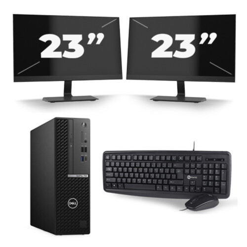 Dell OptiPlex 7080 USFF - Intel Core i7-10e Generatie - 8GB RAM - 256GB SSD - Windows 11 + 2x 23 inch Monitor Tweedehands