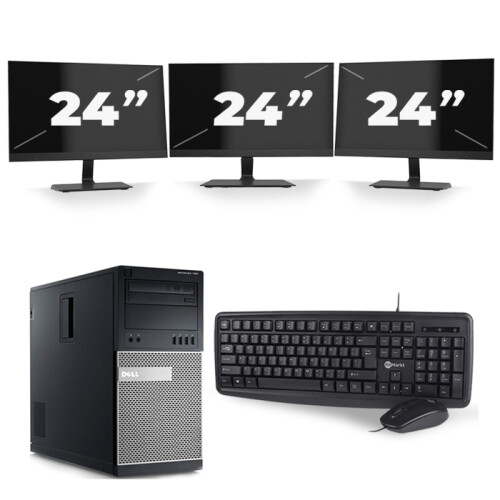 Dell Optiplex 790 Micro Tower - Intel Core i3-2e Generatie - 8GB RAM - 256GB SSD - Windows 10 + 3x 24 inch Monitor Tweedehands