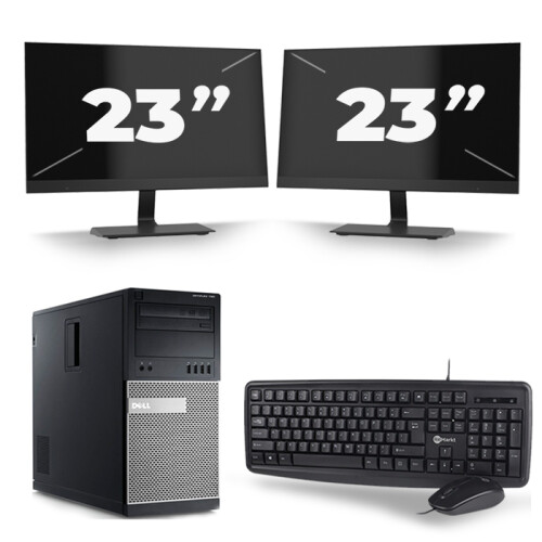 Dell Optiplex 790 Micro Tower - Intel Core i3-2e Generatie - 8GB RAM - 256GB SSD - Windows 10 + 2x 23 inch Monitor Tweedehands