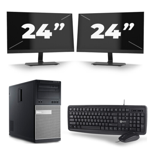 Dell Optiplex 790 Micro Tower - Intel Core i3-2e Generatie - 8GB RAM - 256GB SSD - Windows 10 + 2x 24 inch Monitor Tweedehands