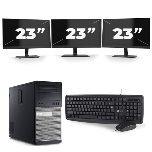 Dell Optiplex 790 Micro Tower - Intel Core i3-2e Generatie - 8GB RAM - 256GB SSD - Windows 10 + 3x 23 inch Monitor Tweedehands