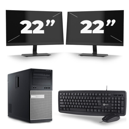 Dell Optiplex 790 Micro Tower - Intel Core i3-2e Generatie - 8GB RAM - 256GB SSD - Windows 10 + 2x 22 inch Monitor Tweedehands