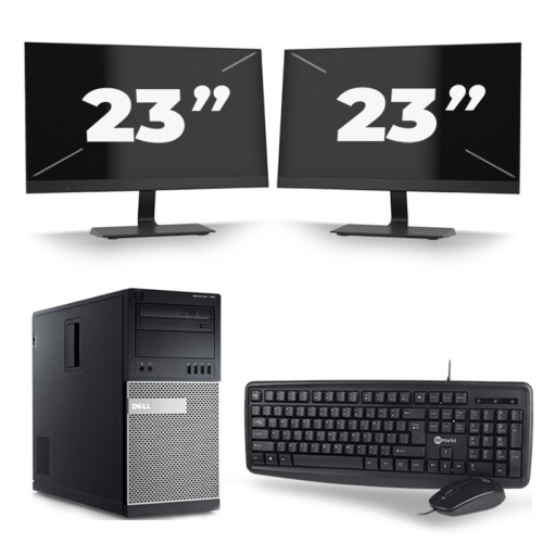 Dell Optiplex 790 Micro Tower - Intel Core i5-2e Generatie - 8GB RAM - 256GB SSD - Windows 10 + 2x 23 inch Monitor Tweedehands