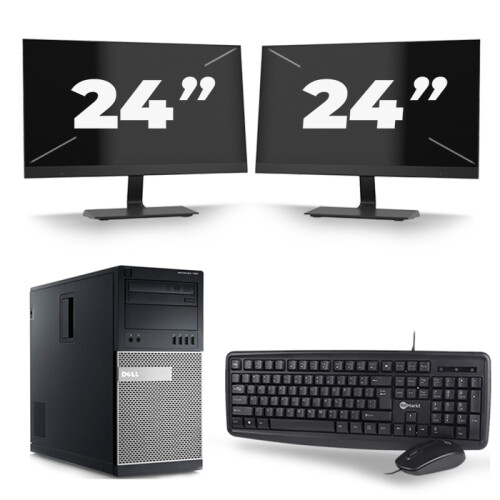 Dell Optiplex 790 Micro Tower - Intel Core i7-2e Generatie - 16GB RAM - 256GB SSD - Windows 10 + 2x 24 inch Monitor Tweedehands