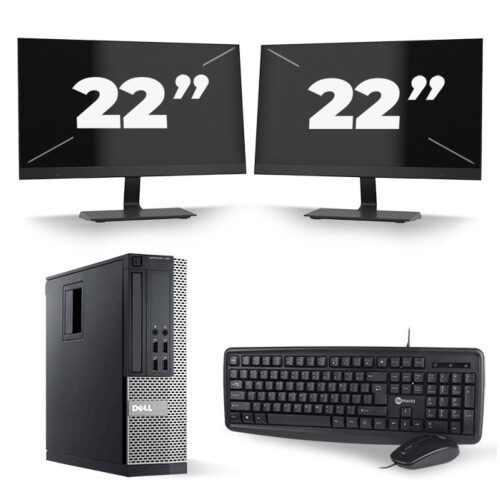 Dell Optiplex 790 SFF - Intel Core i5-2e Generatie - 8GB RAM - 256GB SSD - Windows 10 + 2x 22 inch Monitor Tweedehands