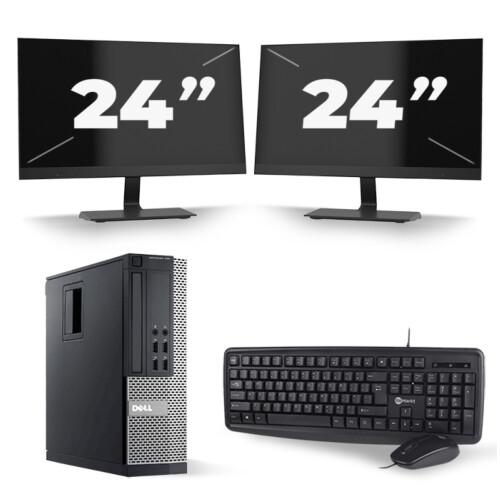 Dell Optiplex 790 SFF - Intel Core i5-2e Generatie - 8GB RAM - 256GB SSD - Windows 10 + 2x 24 inch Monitor Tweedehands