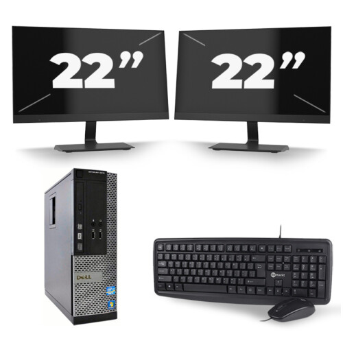 Dell Optiplex 9020 SFF - Intel Core i5-4e Generatie - 8GB RAM - 256GB SSD - Windows 10 + 2x 22 inch Monitor Tweedehands