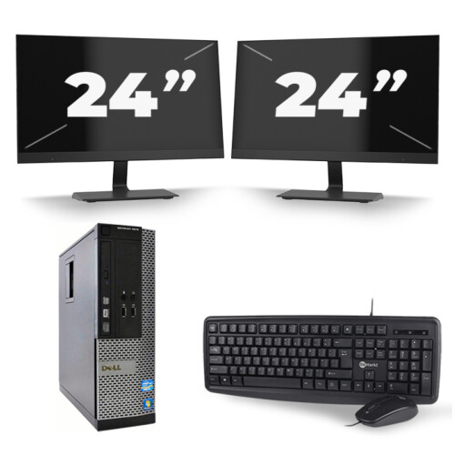 Dell Optiplex 9020 SFF - Intel Core i5-4e Generatie - 8GB RAM - 256GB SSD - Windows 10 + 2x 24 inch Monitor Tweedehands