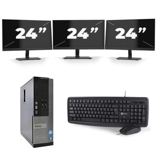 Dell Optiplex 9020 SFF - Intel Core i7-4e Generatie - 8GB RAM - 256GB SSD - Windows 10 + 3x 24 inch Monitor Tweedehands