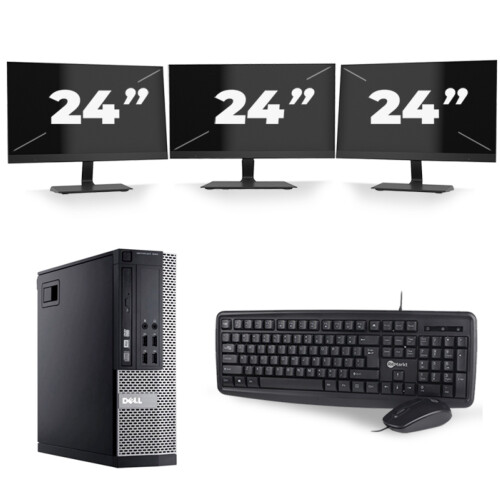Dell Optiplex 990 SFF - Intel Core i5-2e Generatie - 8GB RAM - 256GB SSD - Windows 10 + 3x 24 inch Monitor Tweedehands