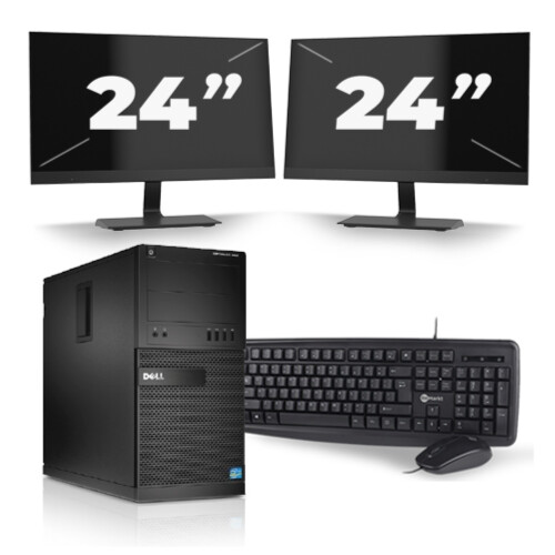 Dell Optiplex XE2 Micro Tower - Intel Core i5-4e Generatie - 8GB RAM - 256GB SSD - Windows 10 + 2x 24 inch Monitor Tweedehands