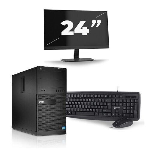 Dell Optiplex XE2 Micro Tower - Intel Core i7-4e Generatie - 16GB RAM - 256GB SSD - Windows 10 + 1x 24 inch Monitor Tweedehands