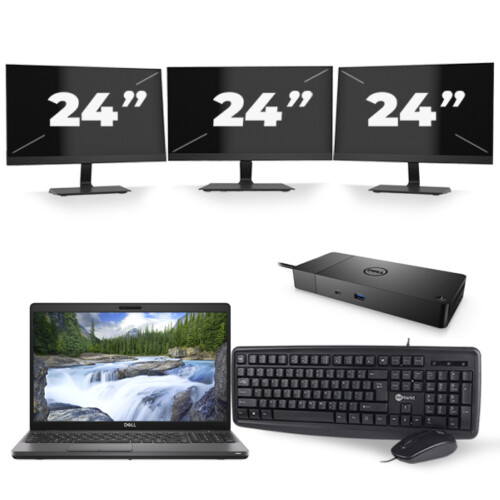 Dell Precision 3541 - Intel Core i7-9e Generatie - 15 inch - 8GB RAM - 256GB SSD - Windows 11 + 3x 24 inch Monitor Tweedehands