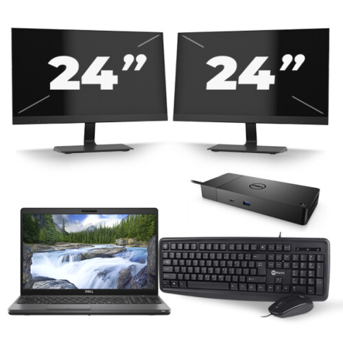 Dell Precision 3541 - Intel Core i7-9e Generatie - 15 inch - 8GB RAM - 256GB SSD - Windows 11 + 2x 24 inch Monitor Tweedehands