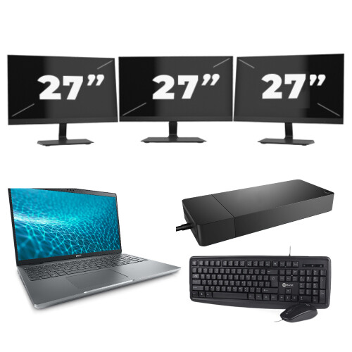 Dell Precision 3571 - Intel Core i5-12e Generatie - 15 inch - 16GB RAM - 512GB SSD - GPU - Windows 11 Home + 3x 27 inch Monitor Tweedehands