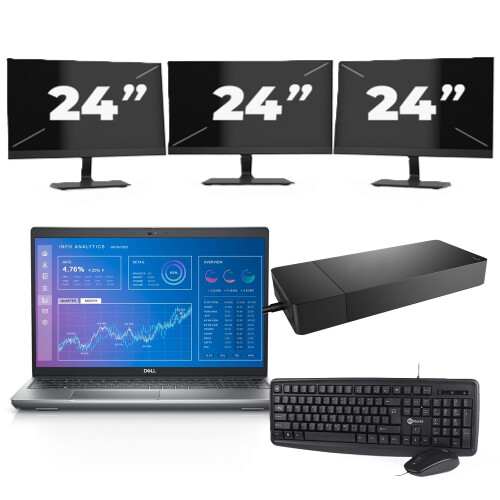 Dell Precision 3571 - Intel Core i5-12e Generatie - 15 inch - 8GB RAM - 256GB SSD - Windows 11 Home + 3x 24 inch Monitor Tweedehands