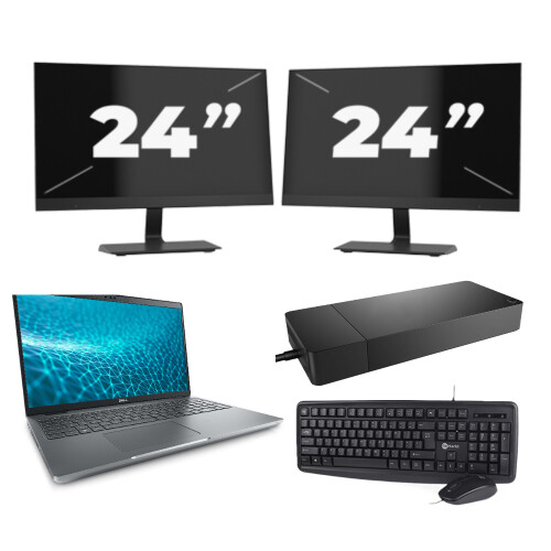 Dell Precision 3571 - Intel Core i5-12e Generatie - 15 inch - 8GB RAM - 256GB SSD - Windows 11 Home + 2x 24 inch Monitor Tweedehands