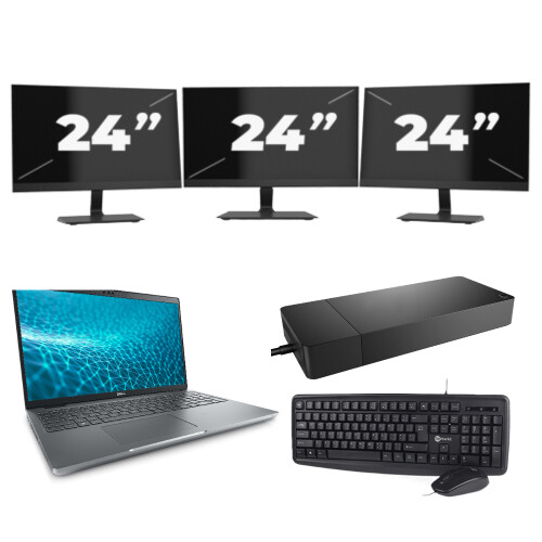 Dell Precision 3571 - Intel Core i5-12e Generatie - 15 inch - 8GB RAM - 256GB SSD - Windows 11 Home + 3x 24 inch Monitor Tweedehands