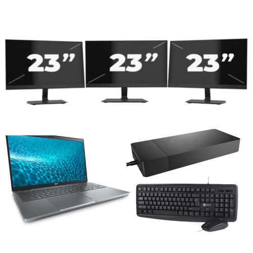 Dell Precision 3571 - Intel Core i5-12e Generatie - 15 inch - 8GB RAM - 256GB SSD - Windows 11 Home + 3x 23 inch Monitor Tweedehands