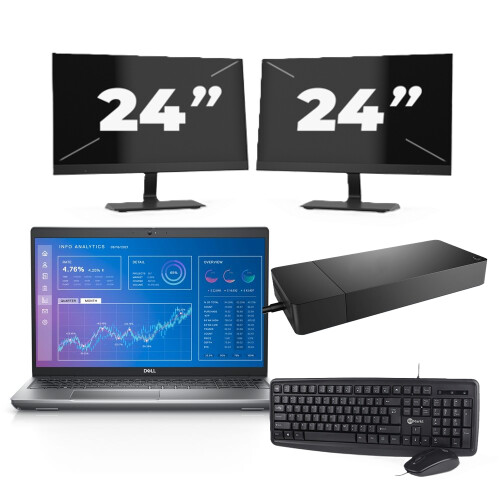 Dell Precision 3571 - Intel Core i5-12e Generatie - 15 inch - 8GB RAM - 256GB SSD - Windows 11 Home + 2x 24 inch Monitor Tweedehands