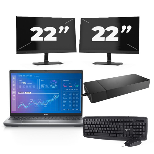 Dell Precision 3571 - Intel Core i5-12e Generatie - 15 inch - 8GB RAM - 256GB SSD - Windows 11 Home + 2x 22 inch Monitor Tweedehands