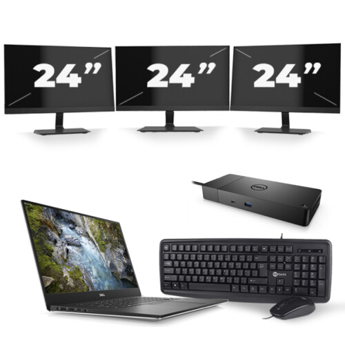 Dell Precision 5540 - Intel Core i7-9e Generatie - 15 inch - 16GB RAM - 256GB SSD - Windows 11 + 3x 24 inch Monitor Tweedehands