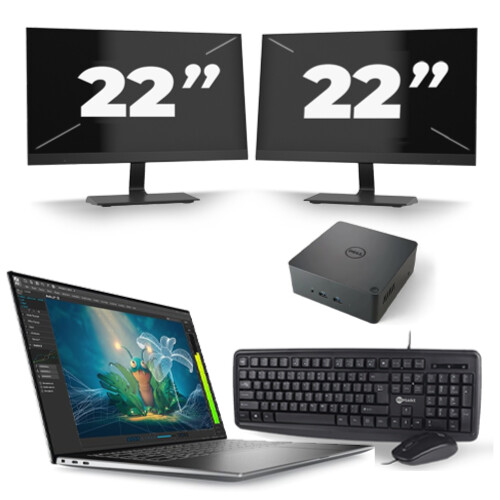Dell Precision 5570 - Intel Core i7-12e Generatie - 15 inch - 16GB RAM - 256GB SSD - Windows 11 Home + 2x 22 inch Monitor Tweedehands