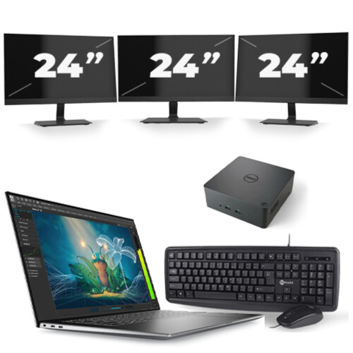 Dell Precision 5570 - Intel Core i7-12e Generatie - 15 inch - 16GB RAM - 256GB SSD - Windows 11 Home + 3x 24 inch Monitor Tweedehands