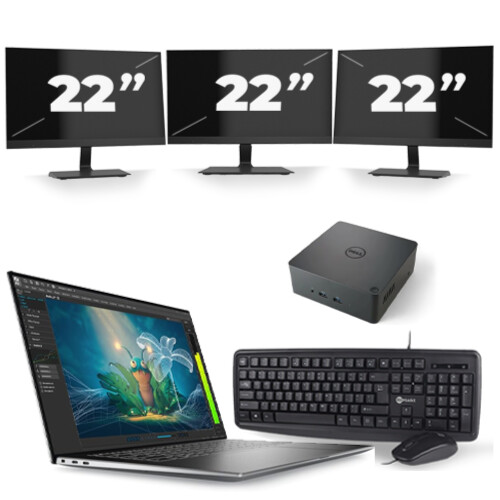 Dell Precision 5570 - Intel Core i7-12e Generatie - 15 inch - 16GB RAM - 256GB SSD - Windows 11 Home + 3x 22 inch Monitor Tweedehands
