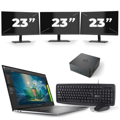 Dell Precision 5570 - Intel Core i7-12e Generatie - 15 inch - 16GB RAM - 256GB SSD - Windows 11 Home + 3x 23 inch Monitor Tweedehands