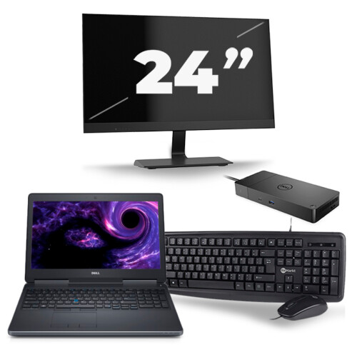 Dell Precision 7510 - Intel Core i5-6e Generatie - 15 inch - 8GB RAM - 256GB SSD - Windows 11 + 1x 24 inch Monitor Tweedehands