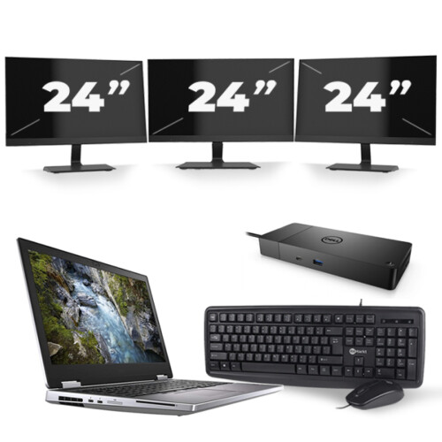 Dell Precision 7540 - Intel Core i7-9e Generatie - 15 inch - 16GB RAM - 256GB SSD - Windows 11 + 3x 24 inch Monitor Tweedehands